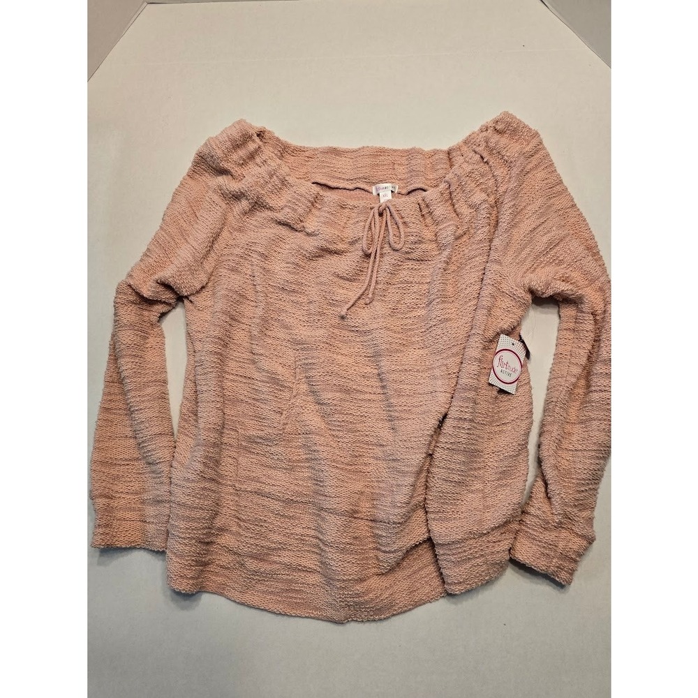 NWT Flirtitude Active XXL‎ Top Long Sleeve Pink Drawstring Neck Pullover 2X